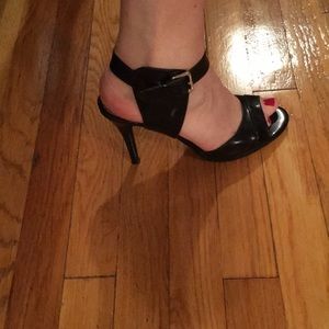 Ankle strap black heels